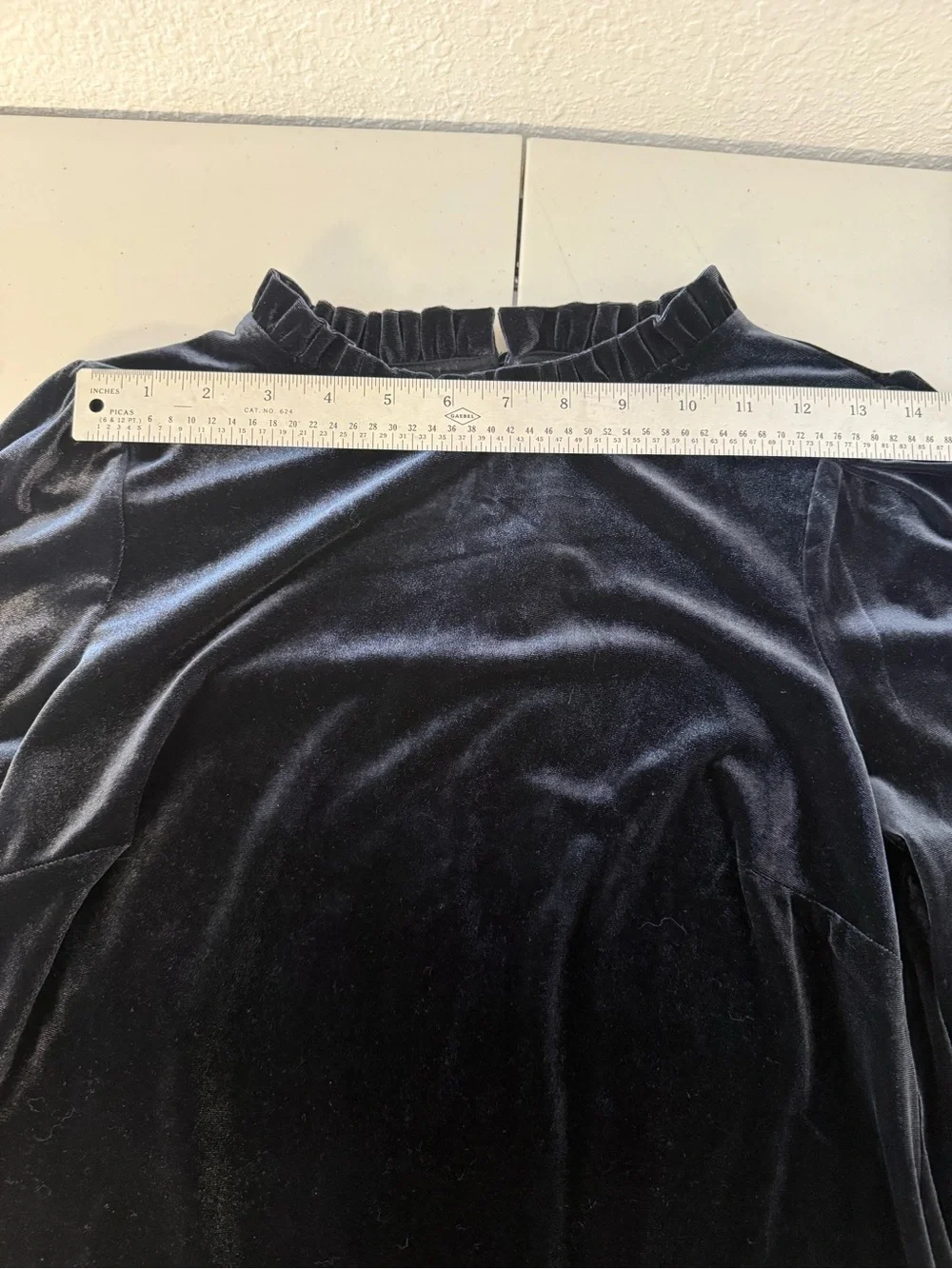 Boden Velvet Frill Trim Long Sleeve Top Black Women’s Size 8